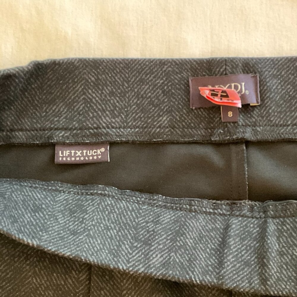 NYDJ Dark Gray w/ Herringbone Pattern Pull On Pan… - image 5